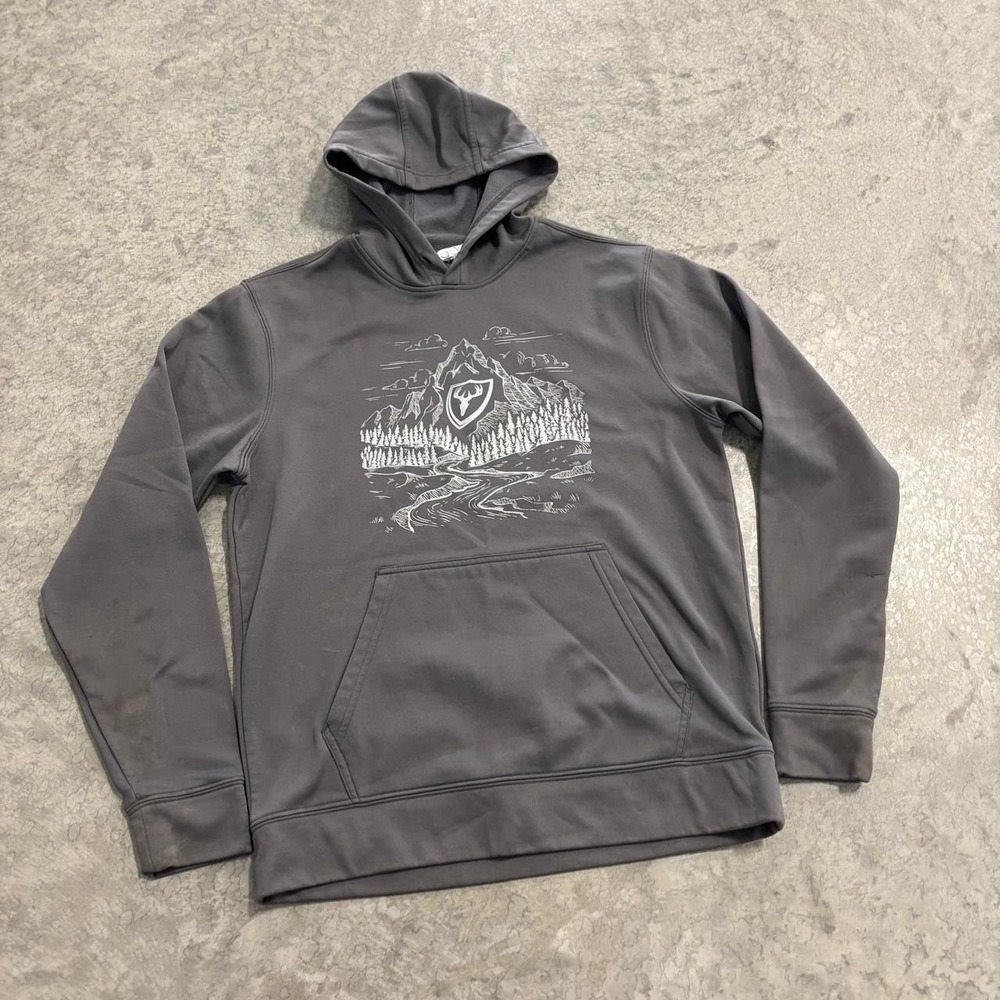 Vintage Port Authority Gray Hunting Mountain Graphic Hoodie